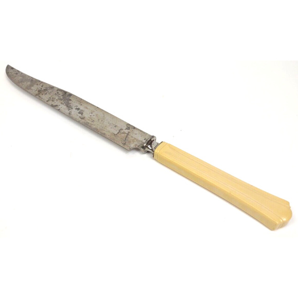 Vintage Butterscotch Bakelite Handle Stainless Steel Slicing Knife by Universal - Picture 1 of 6